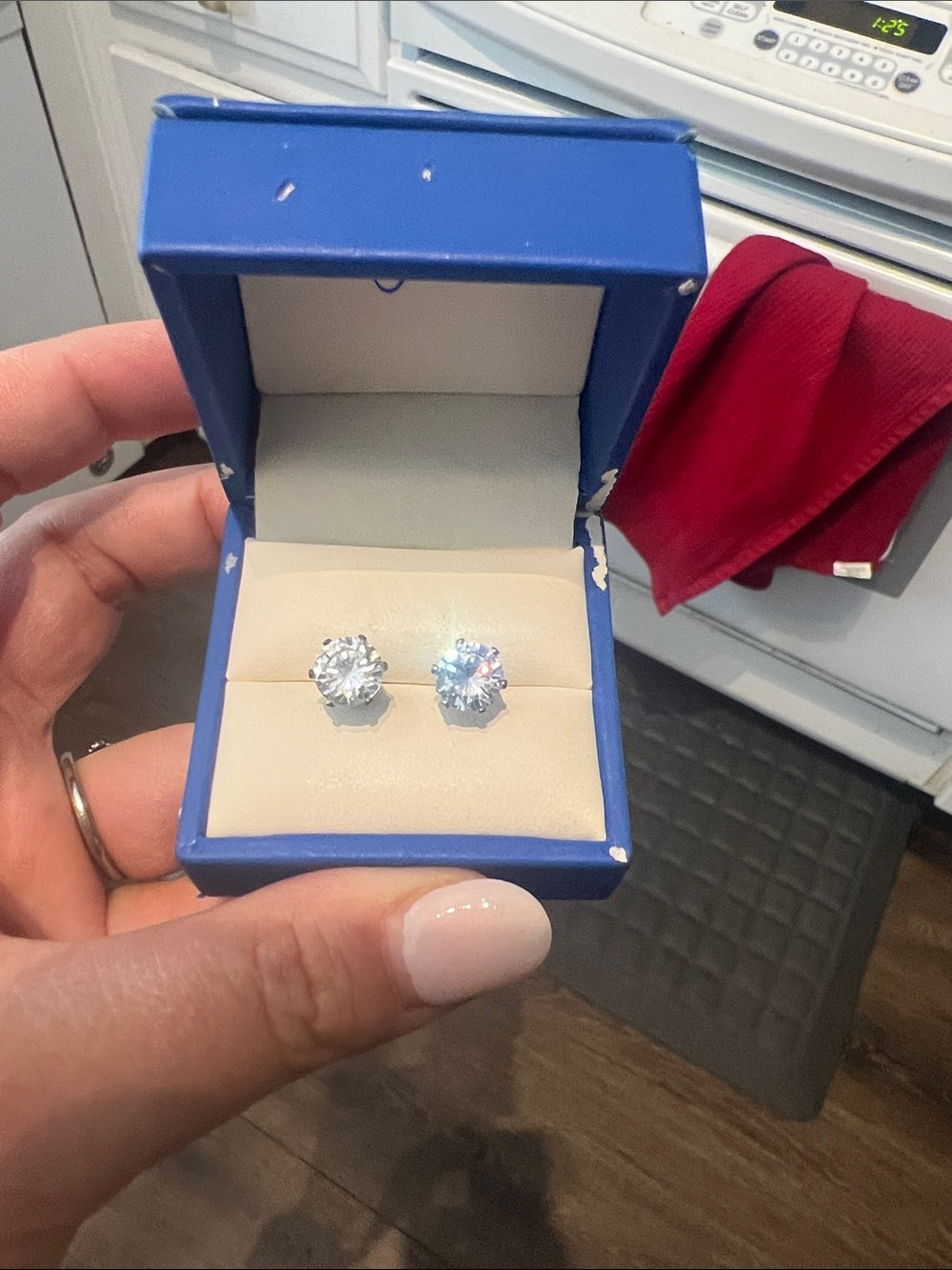 Source Unknown Clear Crystal Stud Earrings in Silver-Tone Setting